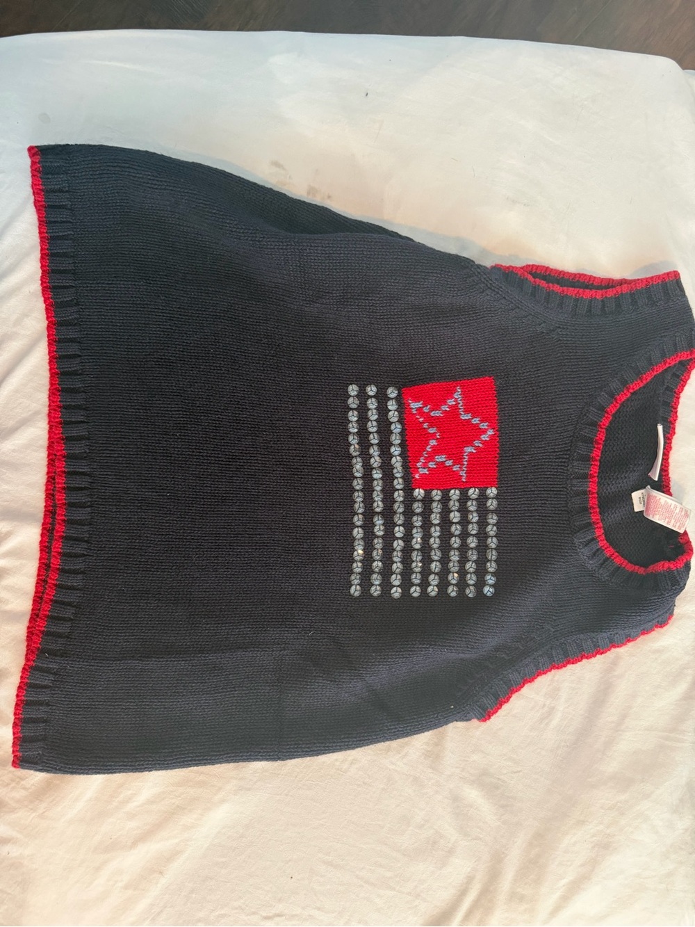Kids Navy Knit Vest with Red Star Accent